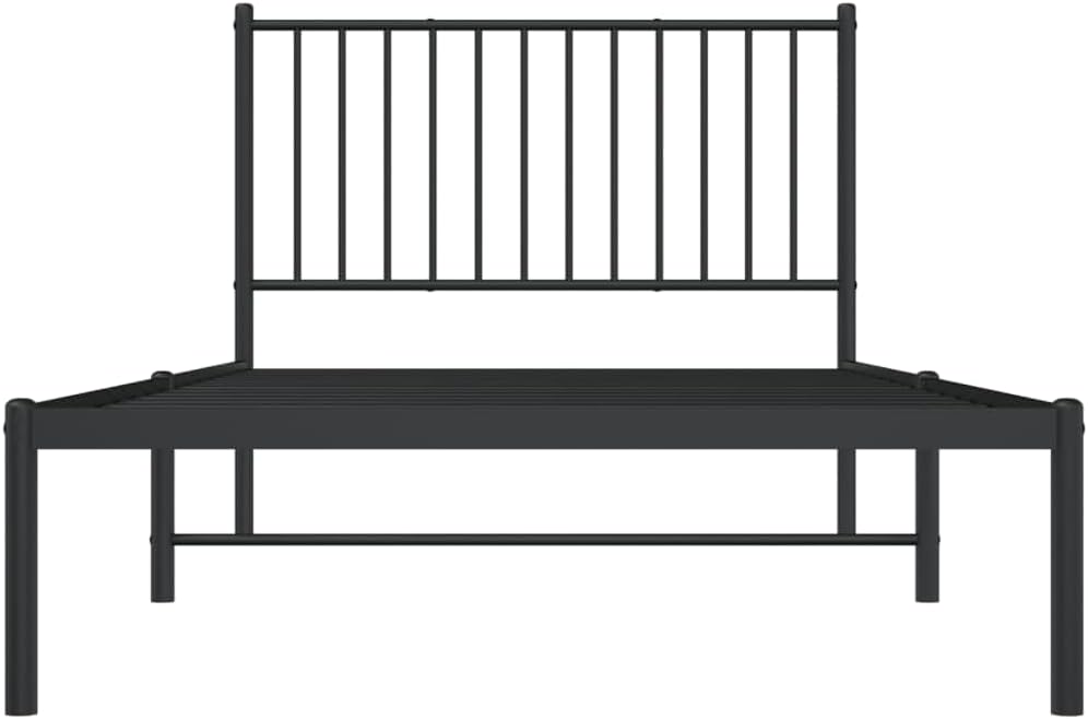 Metal Bed Frame with Headboard Black 39.4x78.7 k7p