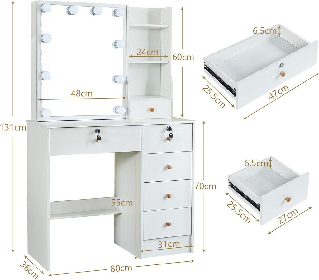 Makeup Vanity with Sliding Mirror and Lights for Home k7p