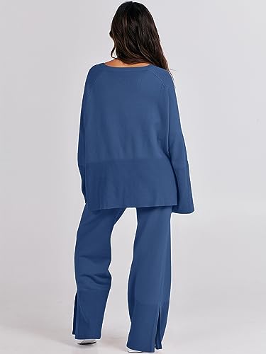 Cozy Knit Sweater and Wide Leg Pant Lounge Set 2 Piece Outfit k7