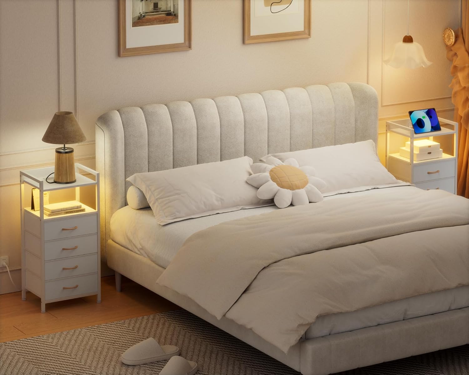 Nightstand with 4 Drawers and Charging Station a7k