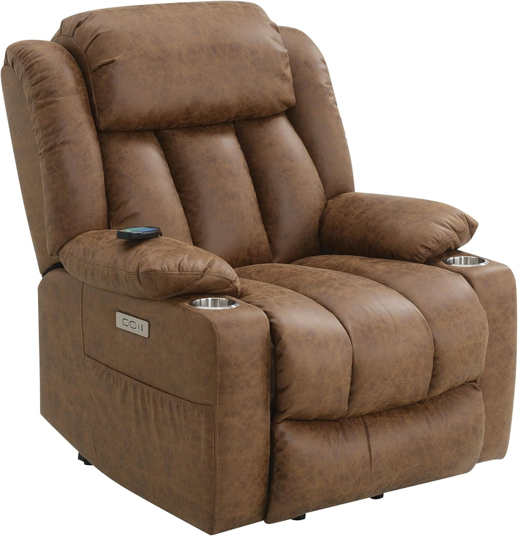 Power Lift Recliner Chair for Elderly with Heat and Massage Brown Leather a7