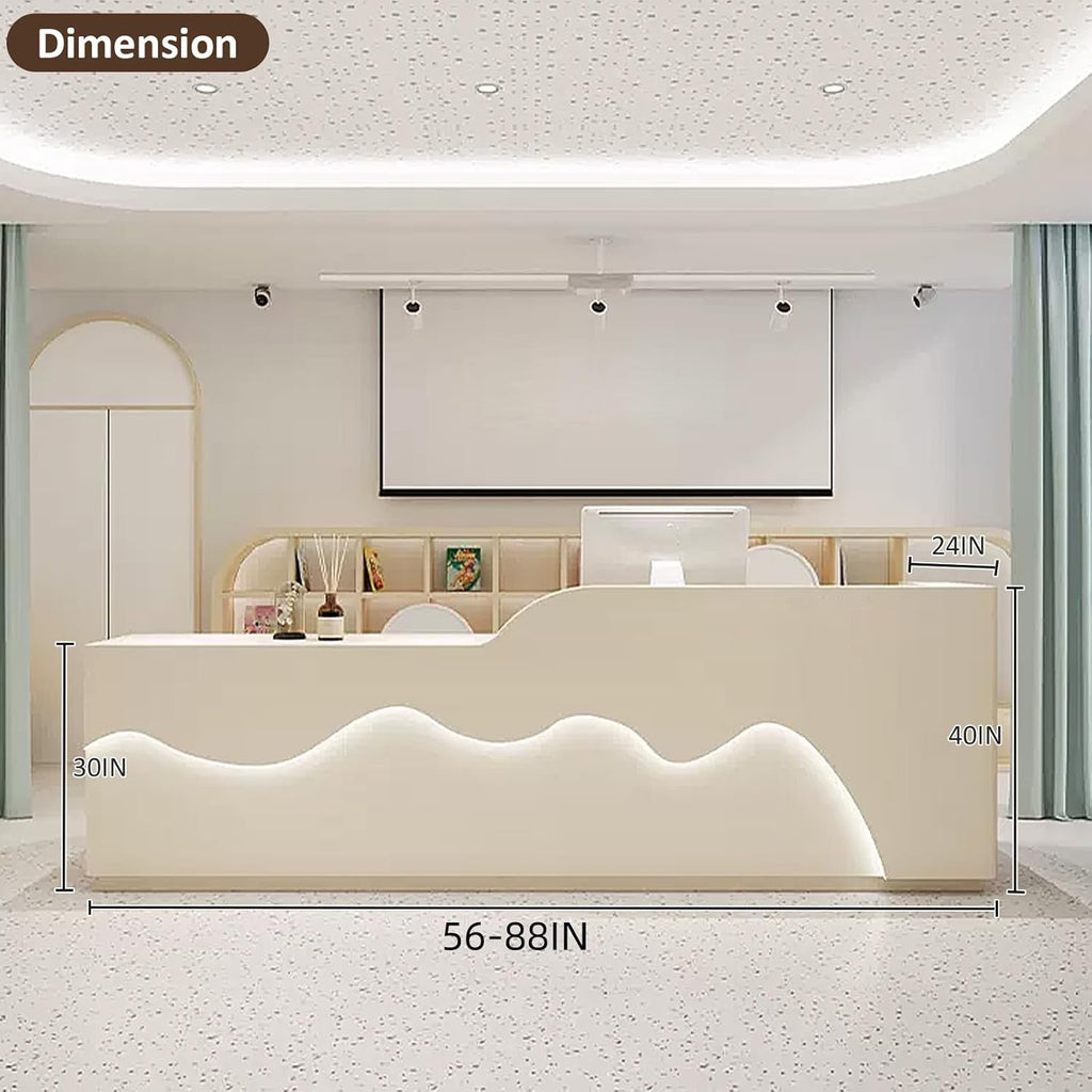 Reception Desk with LED Light and Storage Shelves 64 Inch a7