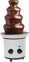 170W 4 Tier Electric Chocolate Fondue Fountain Machine for Parties Melts Cheese, Queso, Candy, and Liqueur Dip Strawberries, Apple Wedges, Vegetables, Stainless Fountain Set 18.5-Inches Tall