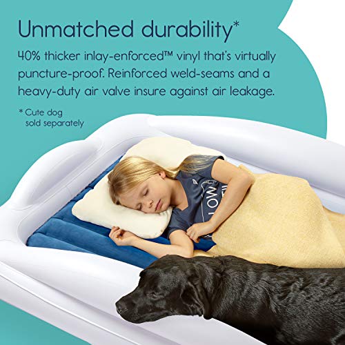 Inflatable Toddler Travel Bed with Safety Bumpers Portable Air Mattress Navy Blue k7