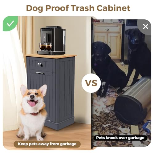 Trash Cabinet with Hideaway Drawer and Cutting Board White a7