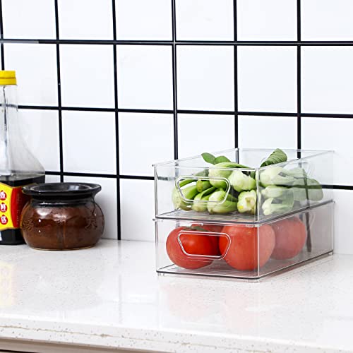 Clear Plastic Storage Bins for Pantry and Fridge, Stackable, 2 Pack a7