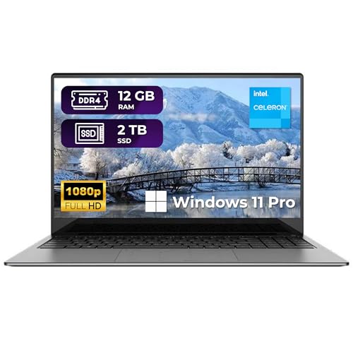 thunderb E156S 15.6" Laptop - Intel Quad-Core, 12GB RAM, 1TB SSD, Windows 11 Pro, Fingerprint, Backlit Keyboard, HDMI, Bluetooth, USB 3.0, HD Webcam, Superior Sound