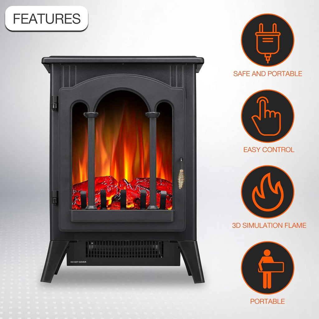 3D Infrared Electric Fireplace Heater Portable Thermostat q7k