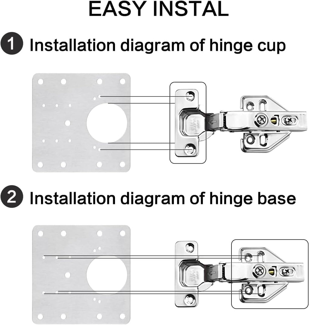 16pack Hinge Repair Plate, Stainless Steel Cabinet Hinge Repair Plate kit, Hinge Repair Brackets with Mounting Screws for Protecting Wooden Kitchen Cabinet Door
