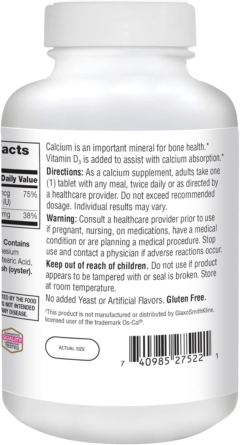 Calcium 500 Plus Extra D Caplets 400 Count k7