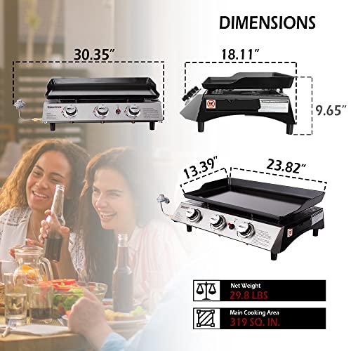 3-Burner Portable Gas Grill Griddle Flat Top Outdoor Camping a7