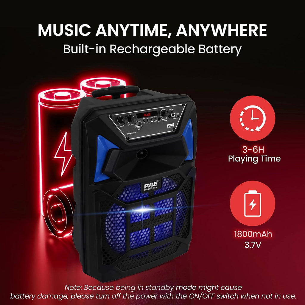 Pyle Portable Bluetooth PA Speaker System 400W Outdoor with Mic and Party Lights a7