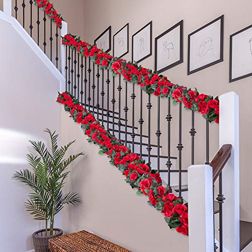 Rose Garlands Artificial Vines 4PCS Red a7