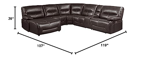 Modular Reclining Sectional Sofa with Right Side Chaise, Brown k7p