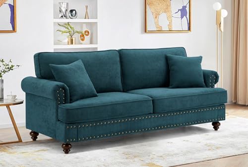 Green Fabric 3 Seater Chesterfield Sofa Tufted Couch q7k