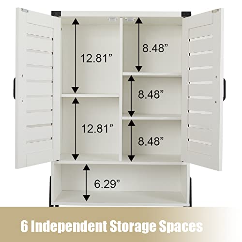 White Toilet Cabinet with 2-Door Storage a7