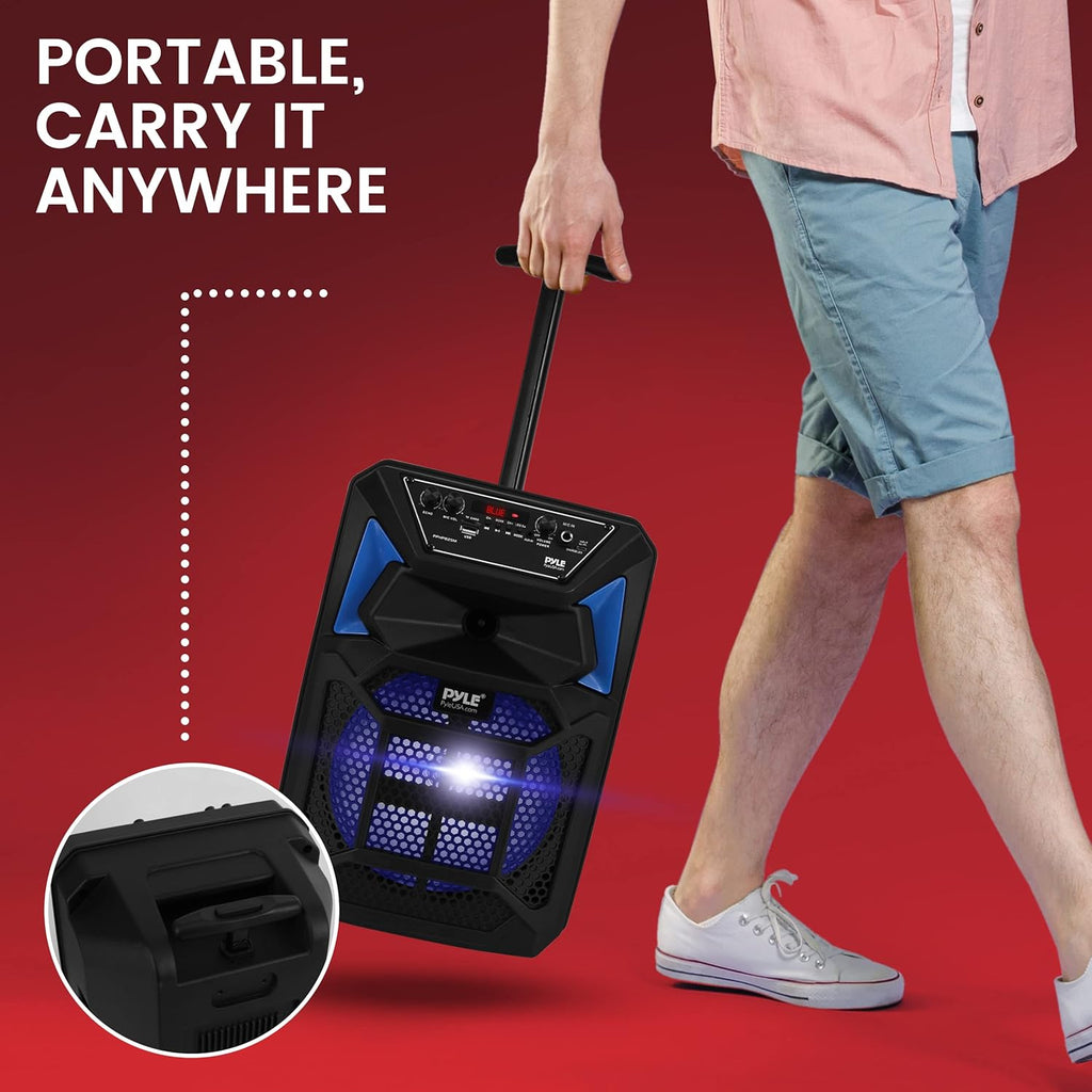Pyle Portable Bluetooth PA Speaker System 400W Outdoor with Mic and Party Lights a7