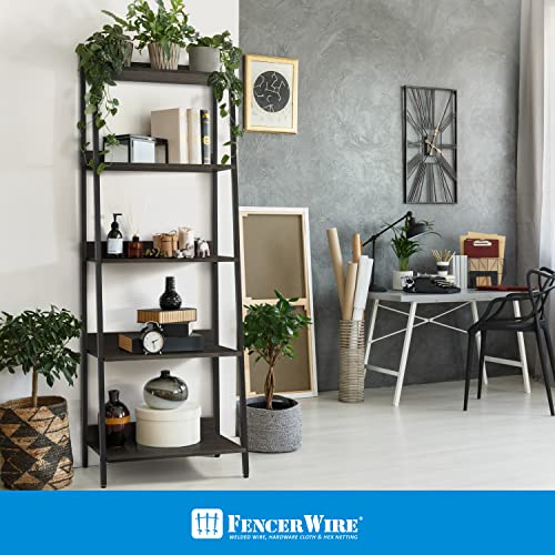 Fencer Wire 5 Tier Ladder Bookshelf, 24 Inch Width, Black Wooden Shelves a7