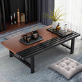 Japanese Floor Table, 39.4in Rectangular Small Coffee Tables for Living Room, Tea Table Low Table for Sitting On The Floor, Rustic Farmhouse Coffee Table for Tatami Dining & Spiritual Practices
