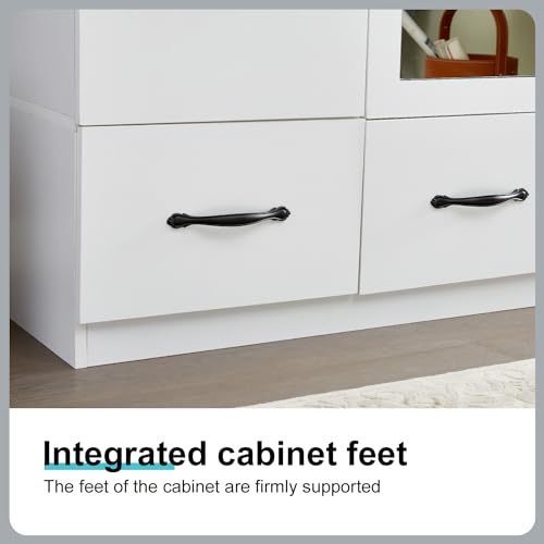 3-Door Armoire Wardrobe with 3 Drawers and Hanging Rod q7k