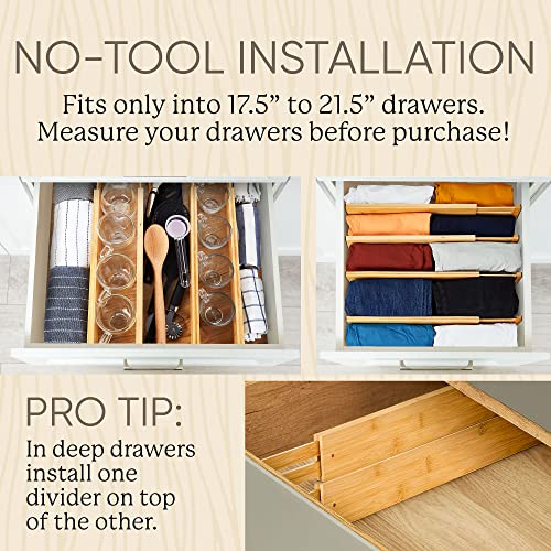 Bamboo expandable drawer dividers for clothes and kitchen 7k