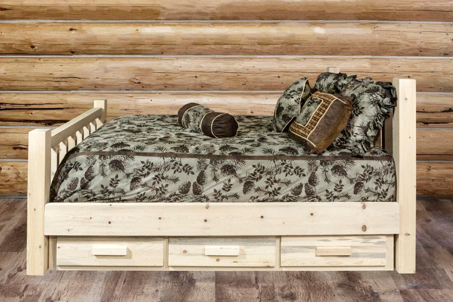 Twin Bed with Storage, Clear Lacquer Finish k7