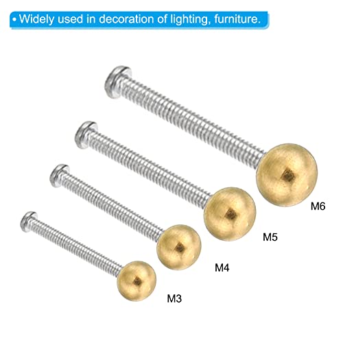 M6 Thread Cap Nuts Knob Brass Ball Lamp Decoration Screw Caps 5 Pack a7