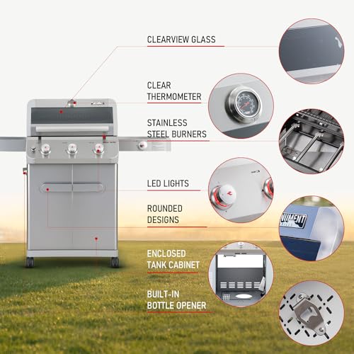 Stainless Steel 3 Burner Propane Gas Grill with Side Burner a7