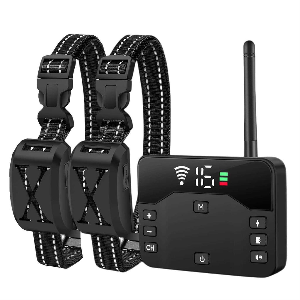BHCEY Wireless Dog Fence 2023 Electric Fence for 2 Dogs Shocks Training collar Remote 2-in-1Wireless Pet containment System with Adjus - Pet Supplies online store