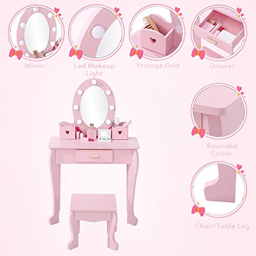 Kids Vanity Set with Mirror and Lights for Girls Age 4-9 k7m