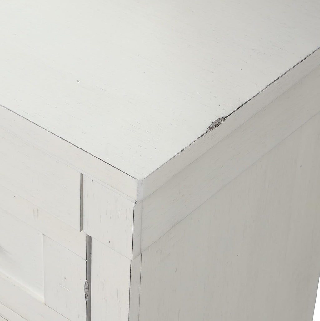 Queen Bed with Dresser Mirror Nightstand Antique White k7p
