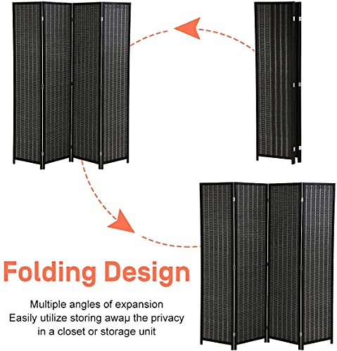 Room Divider 6 Panel Folding Screen Partition Black k7