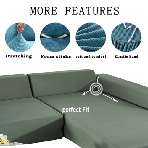 Stretch Sectional Couch Covers 2pc Spandex Non Slip Sofa Cover L Shape k7