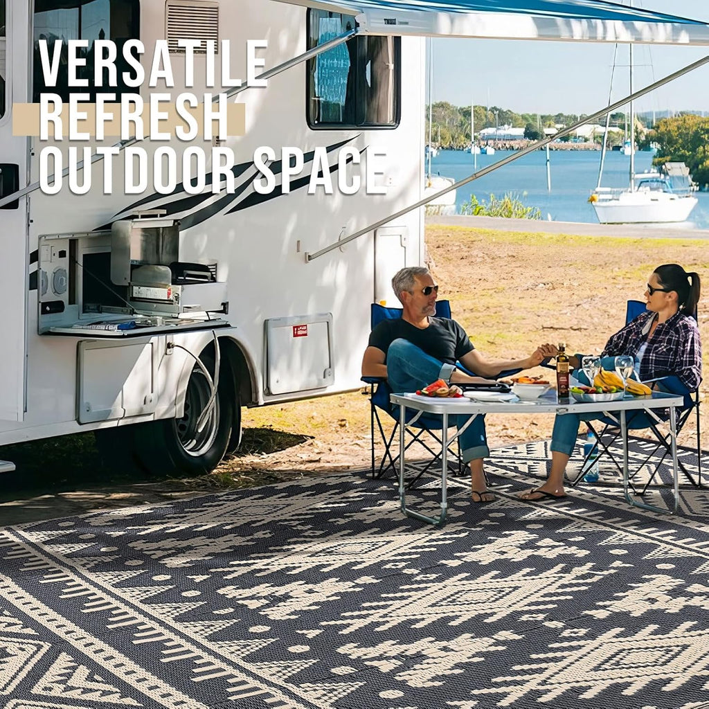 Outdoor Rug Waterproof 5x8 ft Reversible Plastic Straw Patio Carpet a7