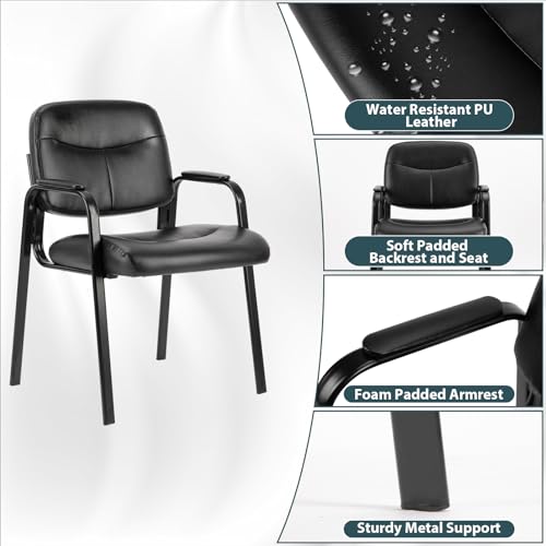 Office Guest Reception Chair with Lumbar Support PU Leather Black k7m