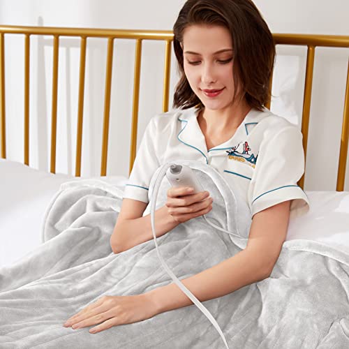 Heated Throw Blanket with 3 Levels Auto Off Machine Washable 50x60 Blue k7