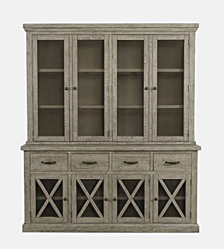 Jofran Telluride Rustic Distressed Pine 70" Four Drawer Sideboard Buffet Server, Server Only, Driftwood Grey