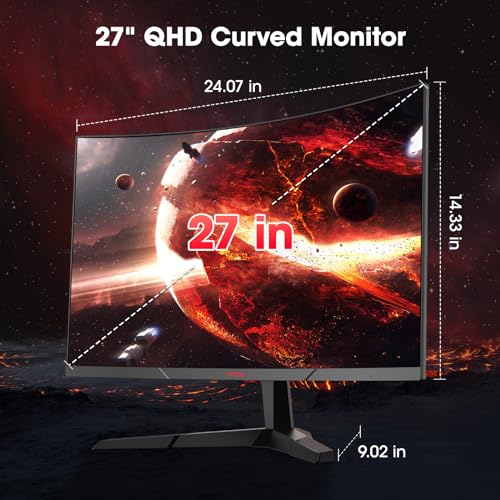 27 inch QHD 180Hz Curved Gaming Monitor with AdaptiveSync 1ms HDR10 VESA a7