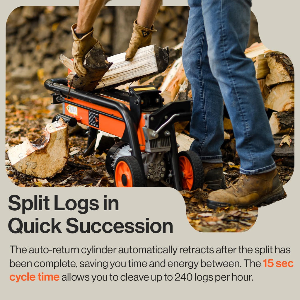 Electric Log Splitter 6 Ton Portable Horizontal A7k