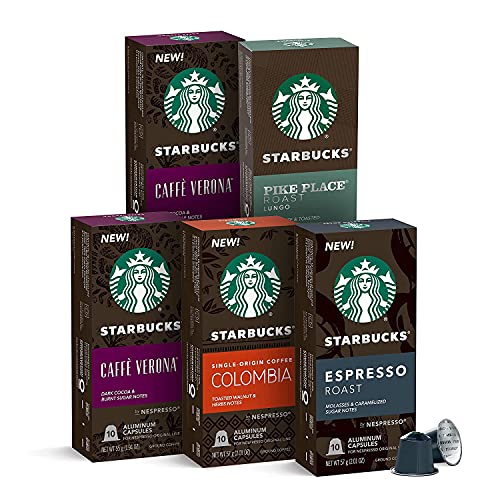 Starbucks by Nespresso Variety Pack Coffee Capsules (50-count) compatible with Nespresso Original Line System