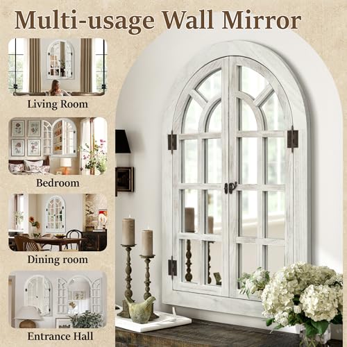 Arched Wall Mirror Wood Frame Farmhouse Decor for Bedroom Living Room a7