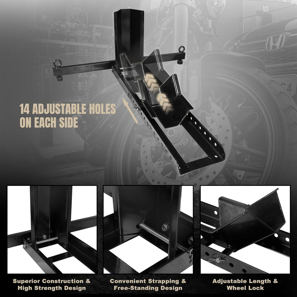 Motorcycle Trailer Wheel Chock Adjustable Heavy-Duty Steel 16-25 inch a7