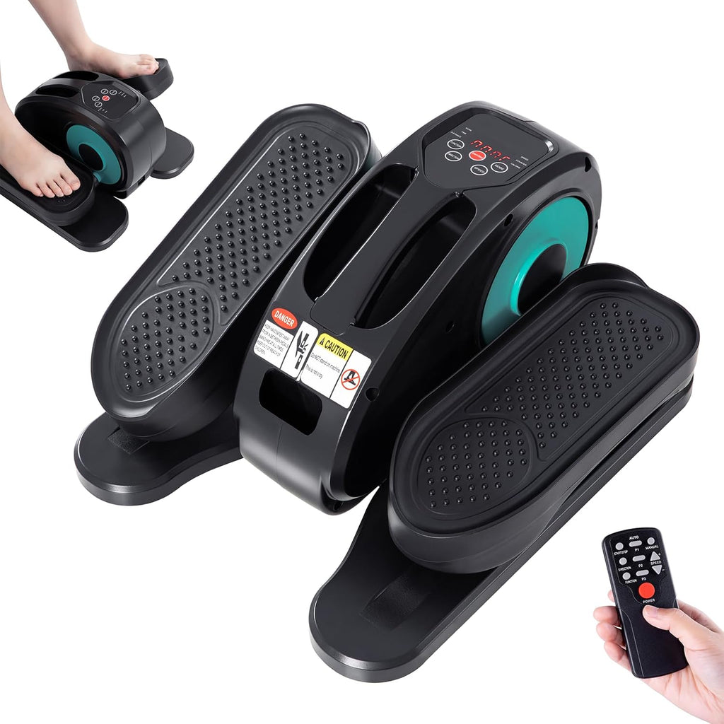 Under Desk Elliptical, Electric Seated Pedal Exerciser, Quiet & Compact Mini Ellipse Leg Exerciser with LCD Monitor, Remote Control and 5-Level Adjustable Speeds, Elliptical Machine for Home