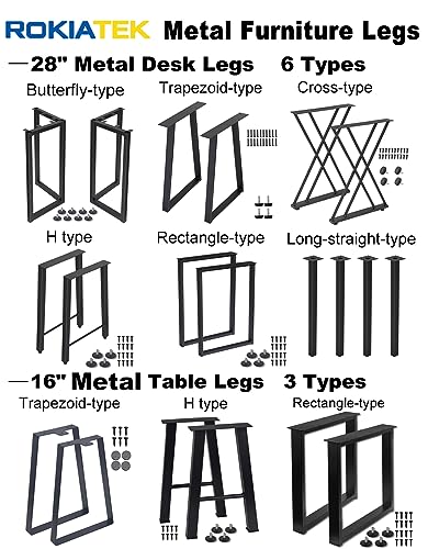Metal Table Legs H-Shape 28in Matte Black 2 Pack a7