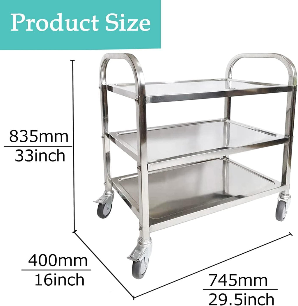 Stainless Steel 3-Tier Utility Cart with Locking Wheels a7