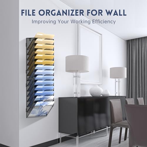 Wall File Organizer 14 Tier Hanging Mail Organizer Black 2 Pack k7