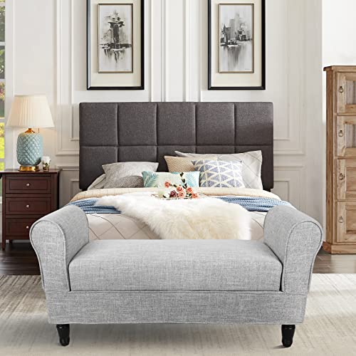 Storage Bench with Button Tufted Light Grey a7