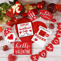 Valentine's Day Tiered Tray Decor, Farmhouse Decor Set, Valentine's Day Stereoscopic Exquisite Relief Design Sign Rustic Table Ornaments for Kitchen Table Decoration, Gift (Red)