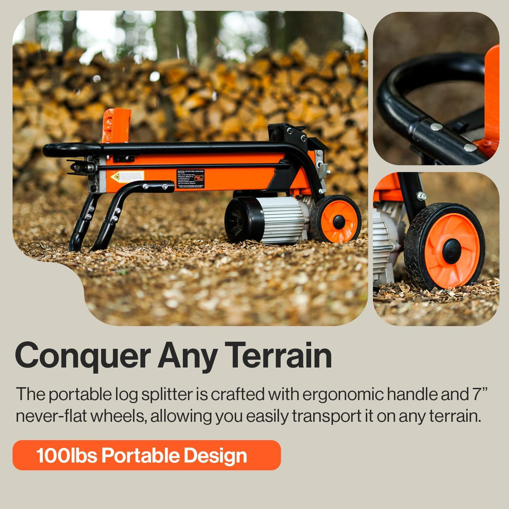 Electric Log Splitter 6 Ton Portable Horizontal A7k