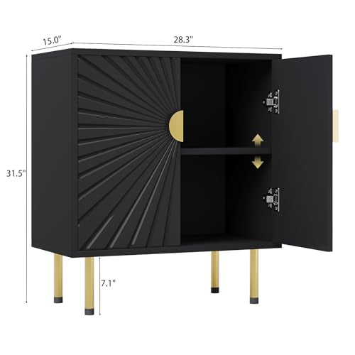 White Accent Storage Cabinet with Gold Handles and Flower Pattern Doors k7m